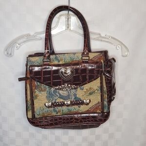 Horse Tapestry Purse With Silver Hearts